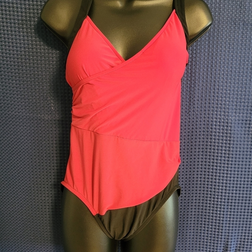NWT Aqua Green Pink and Black One Piece Swimsuit